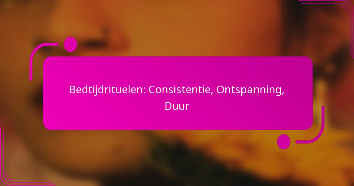Bedtijdrituelen: Consistentie, Ontspanning, Duur