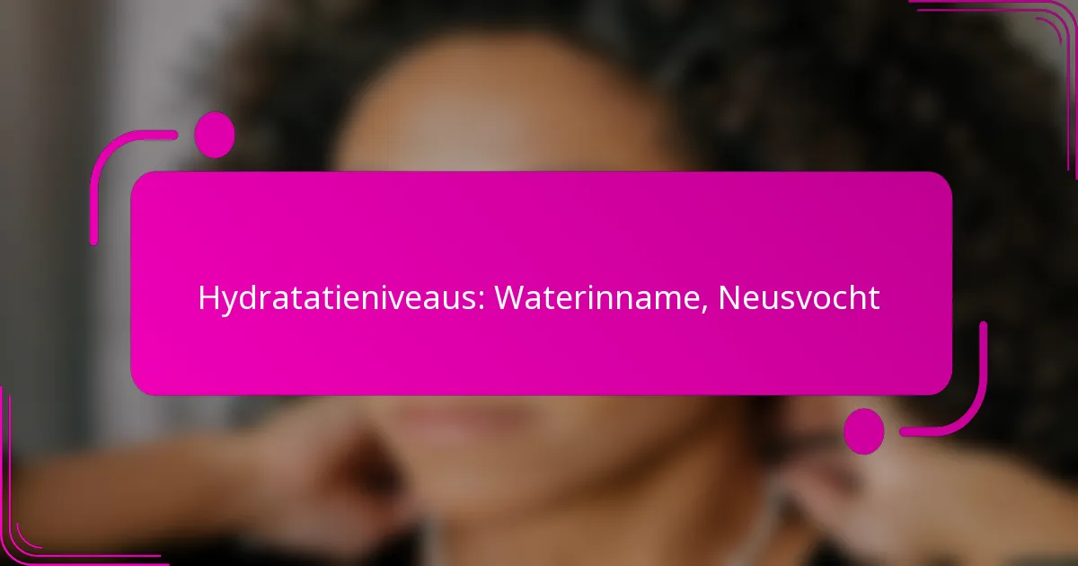 Hydratatieniveaus: Waterinname, Neusvocht