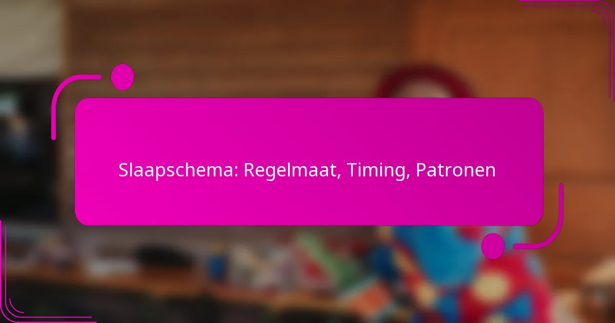 Slaapschema: Regelmaat, Timing, Patronen